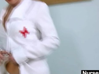 Sexy Milf in nurse uniform stretching hairy pussy