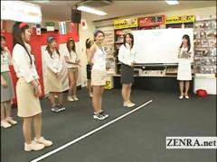 Japan Employees Play A Game With Balls And Pantyhose