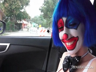 Little clown girl gets on her first sex ride 