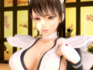 Big titted 3D anime maid squirt milk