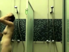Sweet Solo Brunette Stripping In Shower