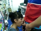 Behind the counter blowjob 